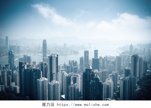 鸟瞰香港城市大楼美丽的香港邮政的鸟瞰图